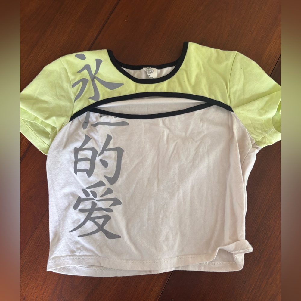 Urban Outfitters White and Green Crop Top